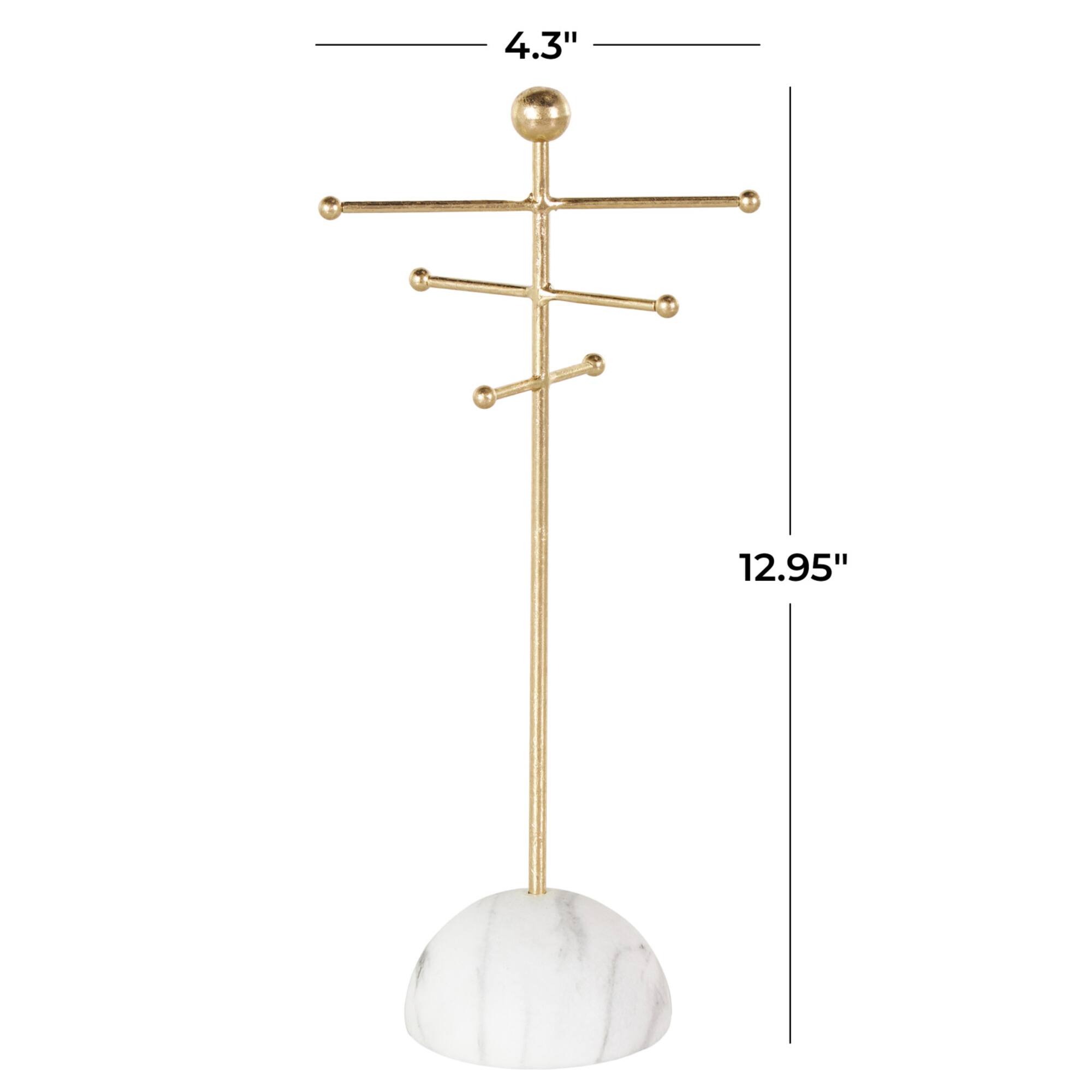 13" Gold Metal 6-Slot Jewelry Stand with White Base